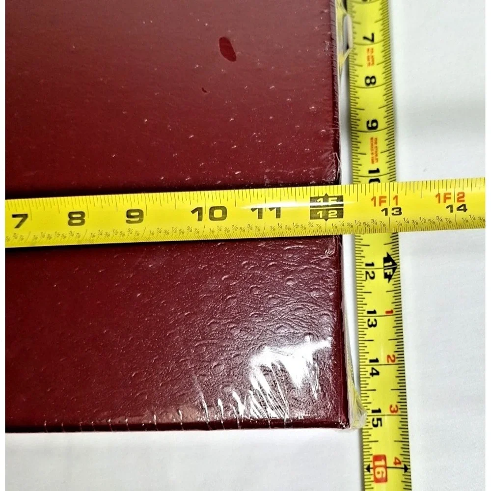 Burgundy Faux Leather‎ Document Storage Box Brass Label Holder Legal 12x15x3 Lid